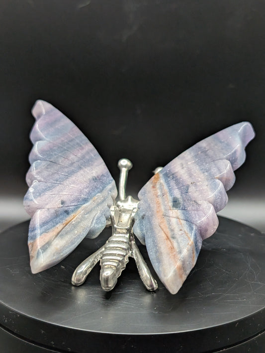 Blue Banded Calcite Butterfly (Blue Onyx) | Crystal Butterfly Ornament