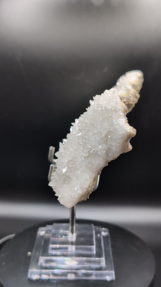 UV Reactive Calcite with Galena | Sparkling Crystal Plate with Orange Fluorescence