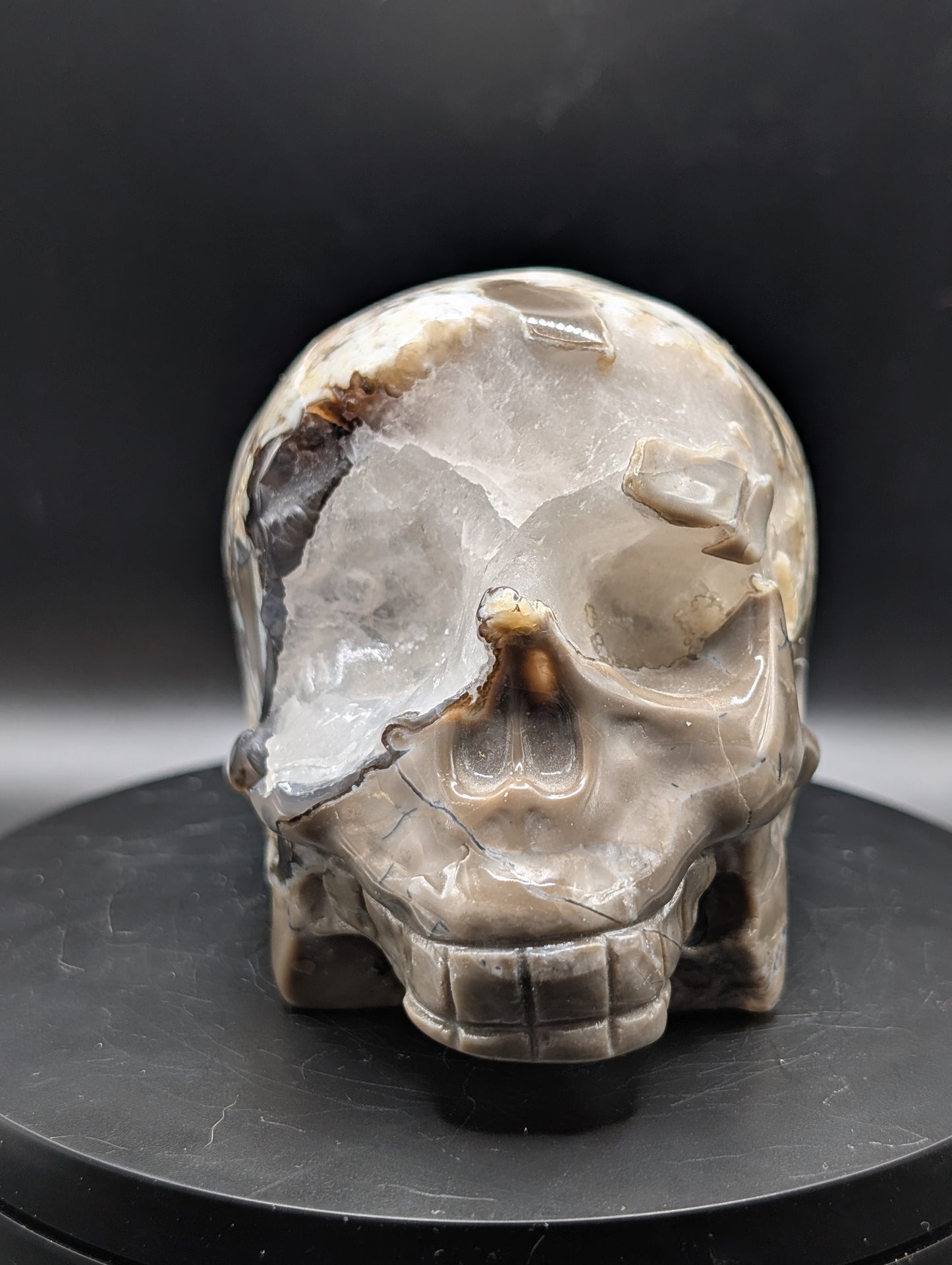 Volcano Agate Skull Carving | Red & Green UV Reactive Crystal Skull