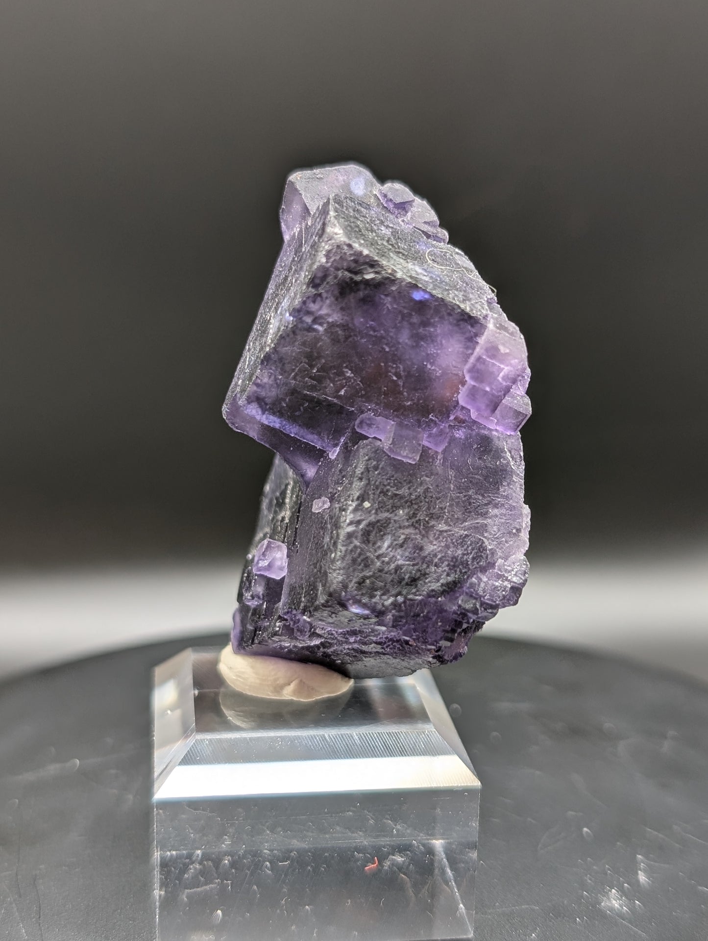 Purple Fluorite Hopper Crystal – UV Reactive Cabinet Specimen 47mm