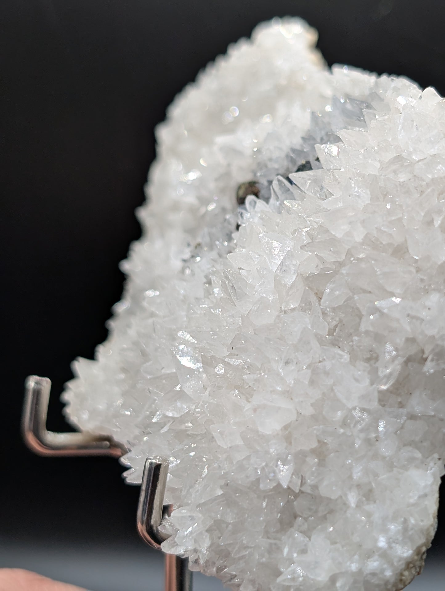 UV Reactive Calcite with Galena | Sparkling Crystal Plate with Orange Fluorescence