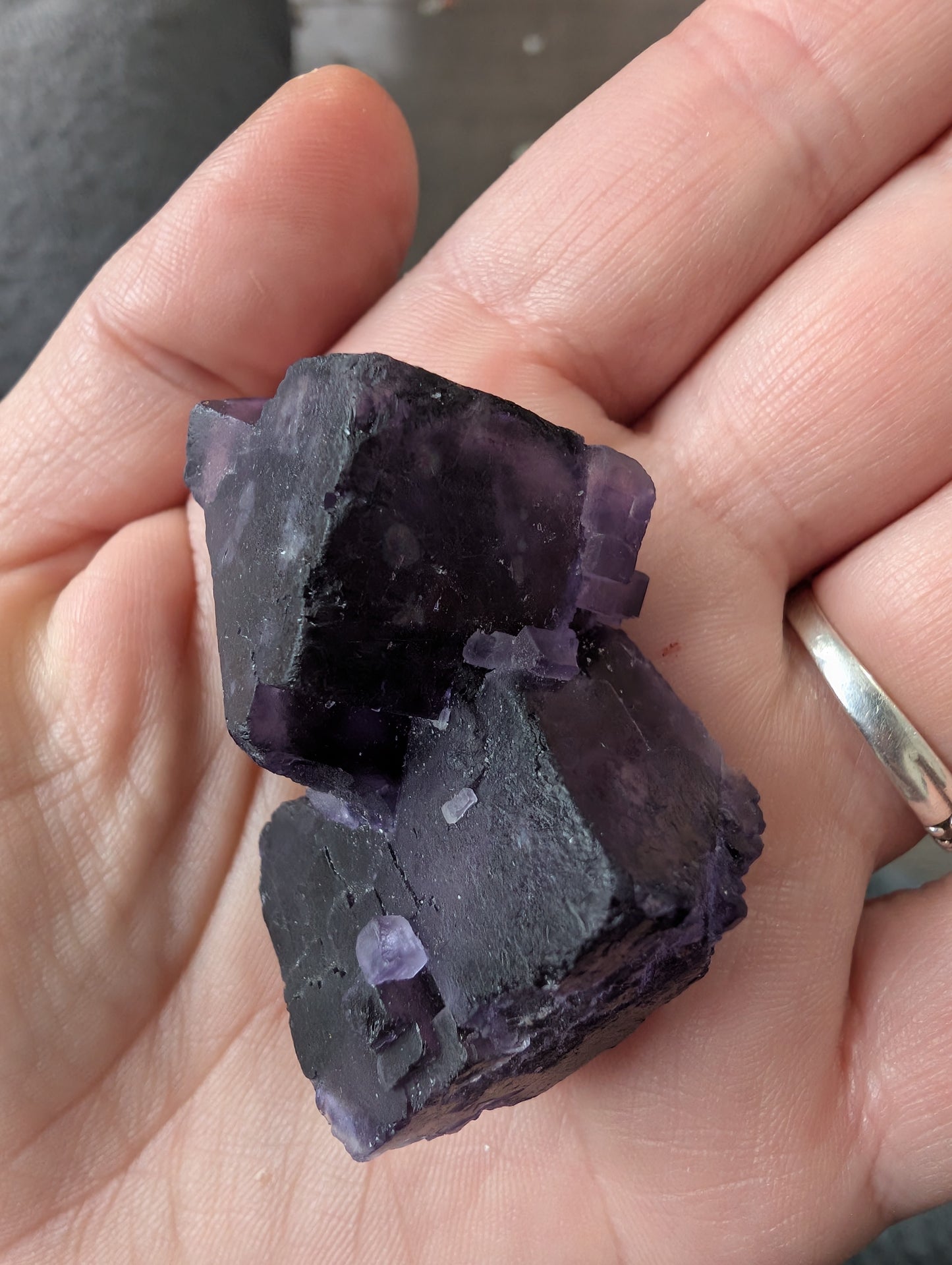 Purple Fluorite Hopper Crystal – UV Reactive Cabinet Specimen 47mm