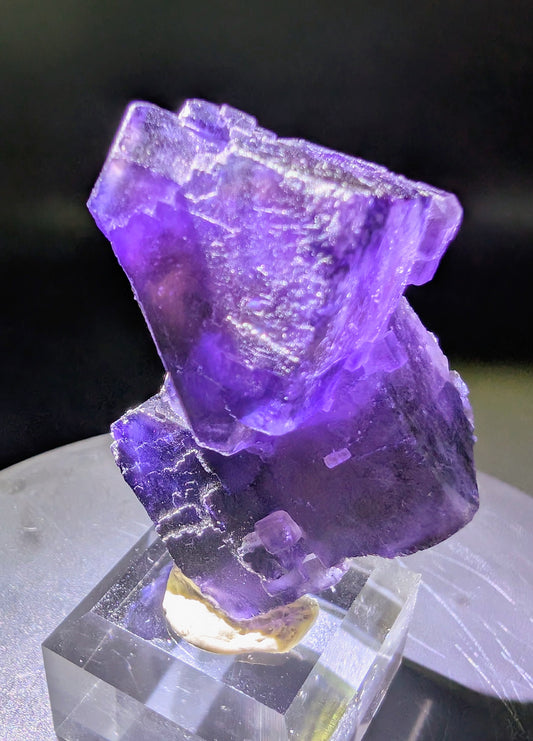 Purple Fluorite Hopper Crystal – UV Reactive Cabinet Specimen 47mm