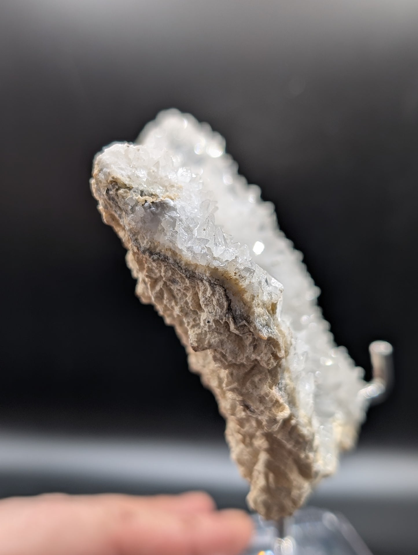 UV Reactive Calcite with Galena | Sparkling Crystal Plate with Orange Fluorescence