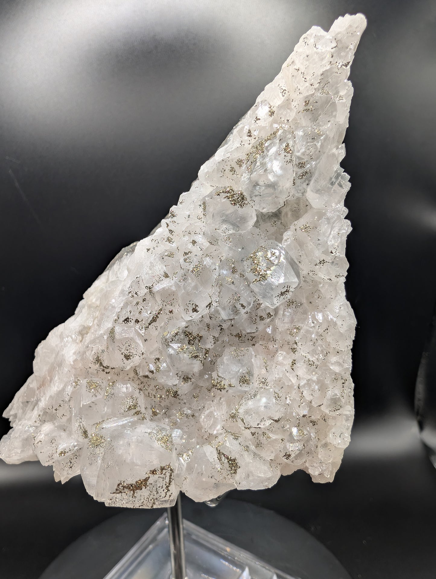 Pyrite on Calcite Cluster – UV Reactive Orange Glow – 400g Mineral Specimen