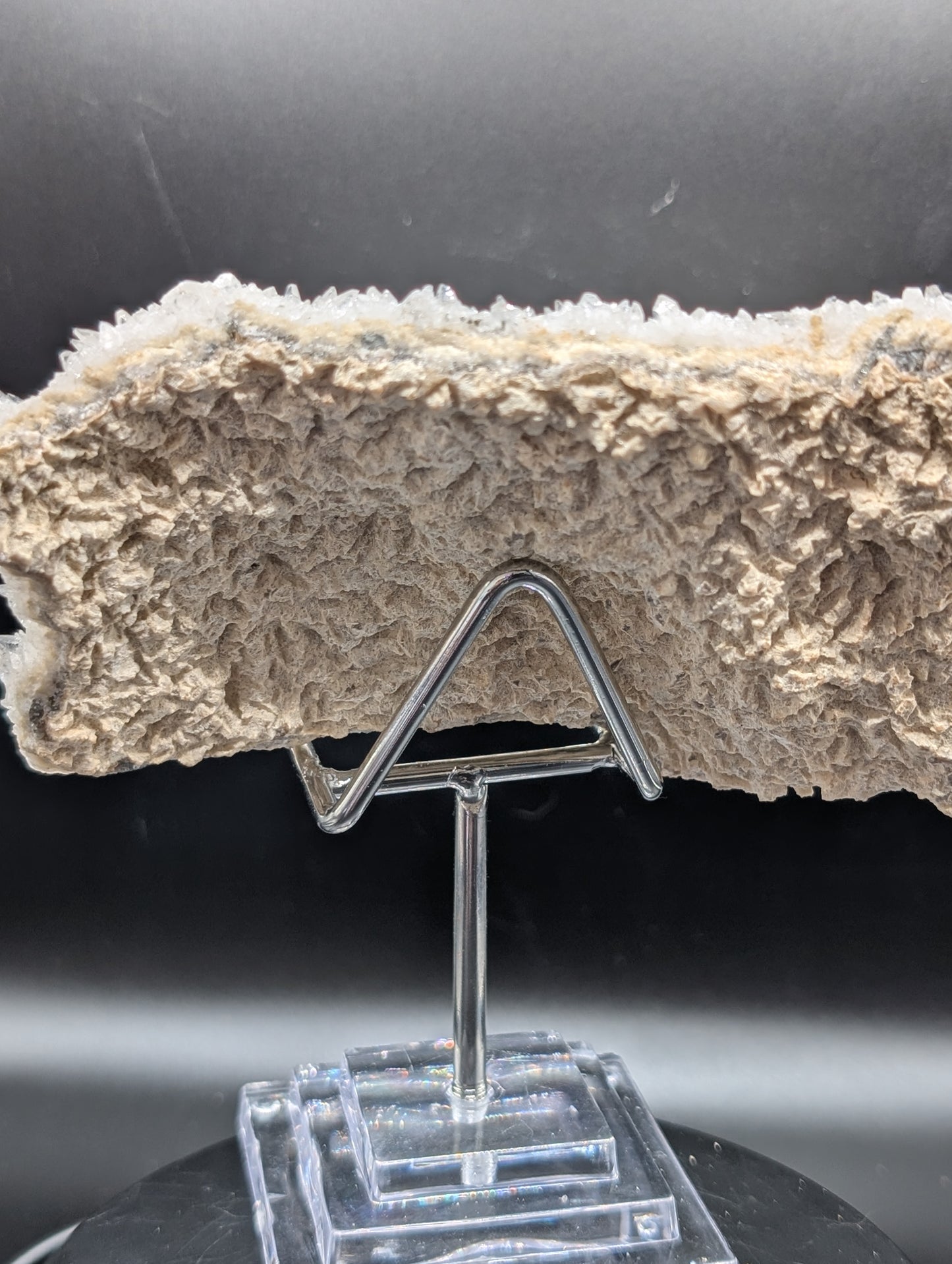 UV Reactive Calcite with Galena | Sparkling Crystal Plate with Orange Fluorescence