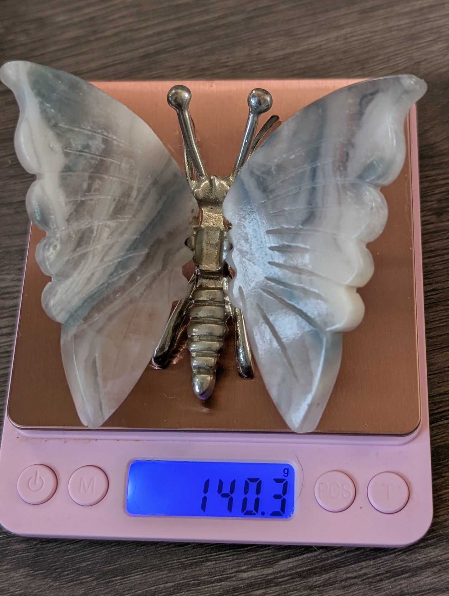 White Banded Calcite Butterfly (White Onyx) | Crystal Butterfly Ornament