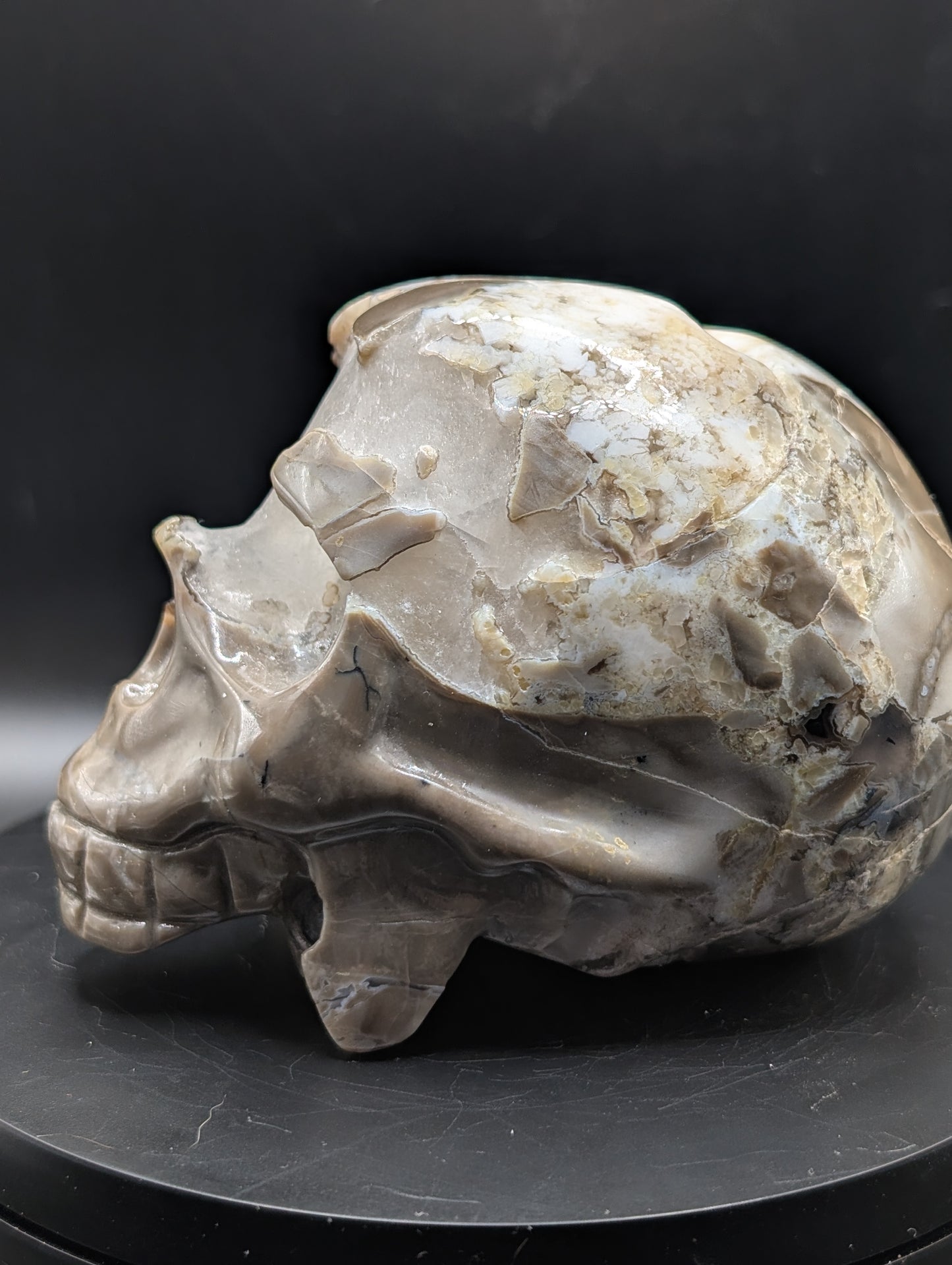 Volcano Agate Skull Carving | Red & Green UV Reactive Crystal Skull