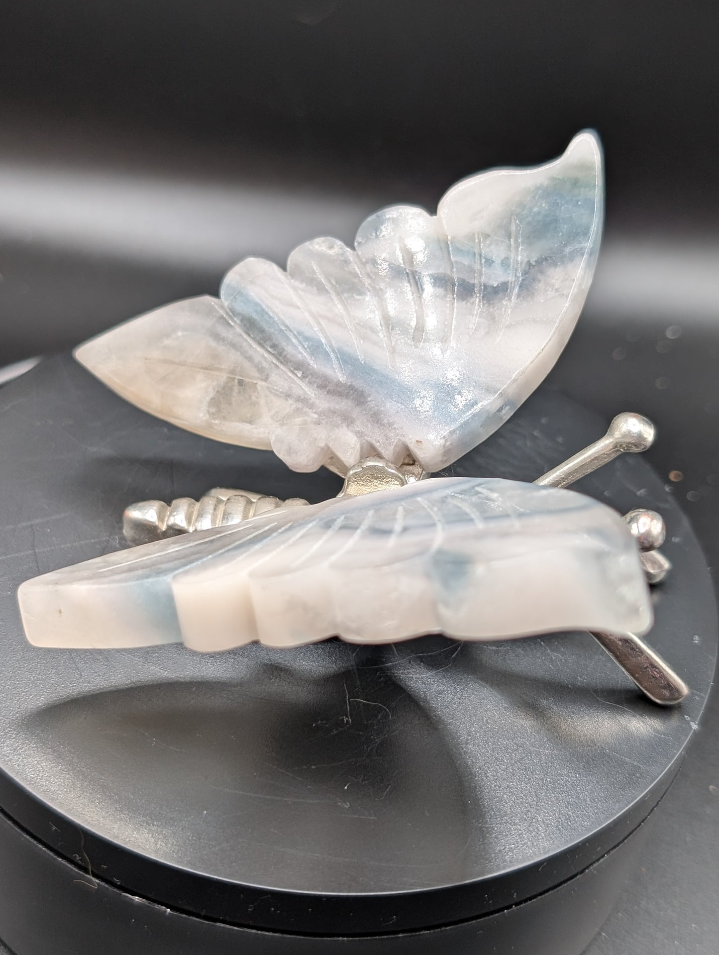White Banded Calcite Butterfly (White Onyx) | Crystal Butterfly Ornament