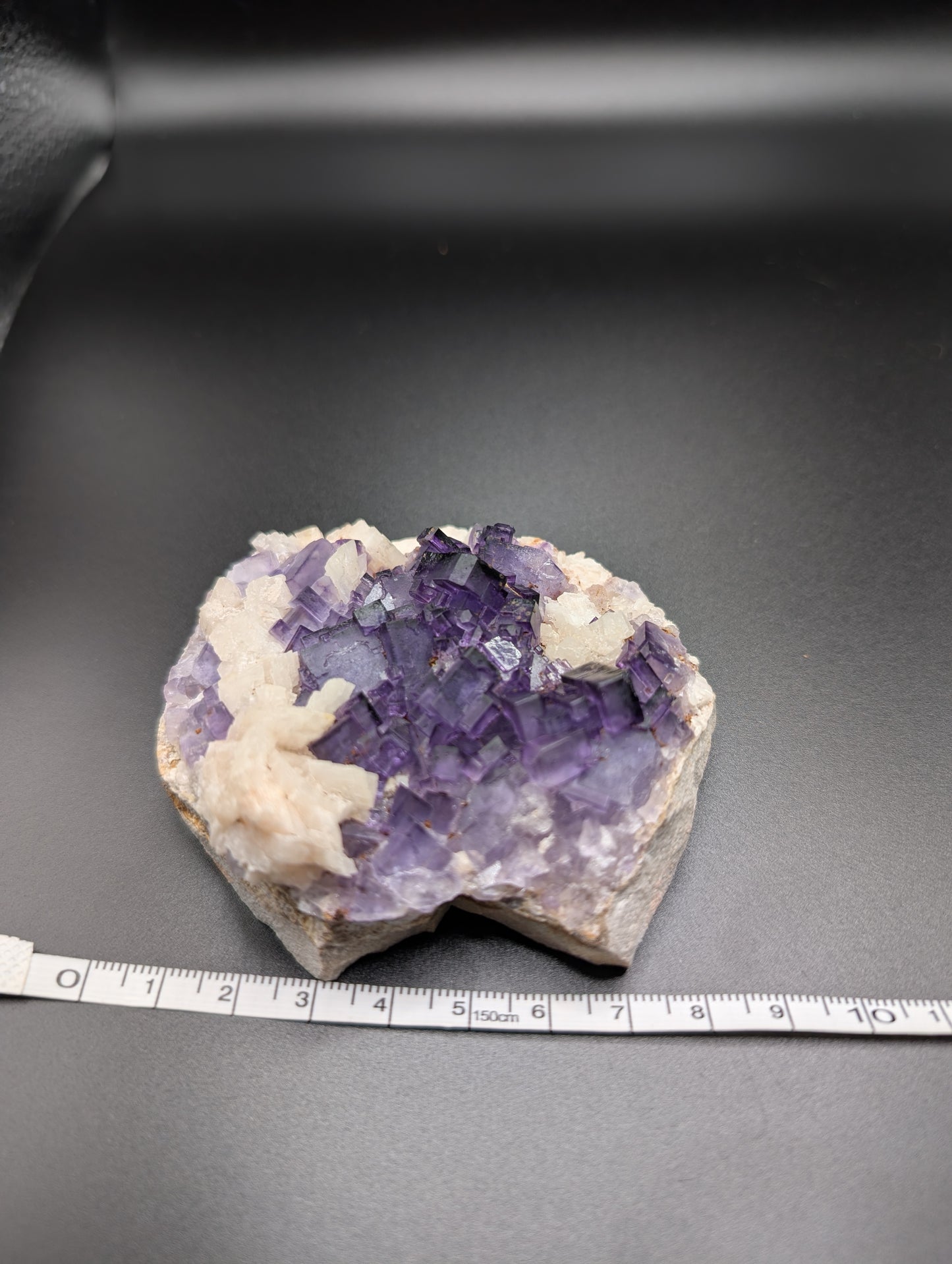 Purple Cubic Fluorite on Calcite – Cabinet Mineral Specimen – 216g