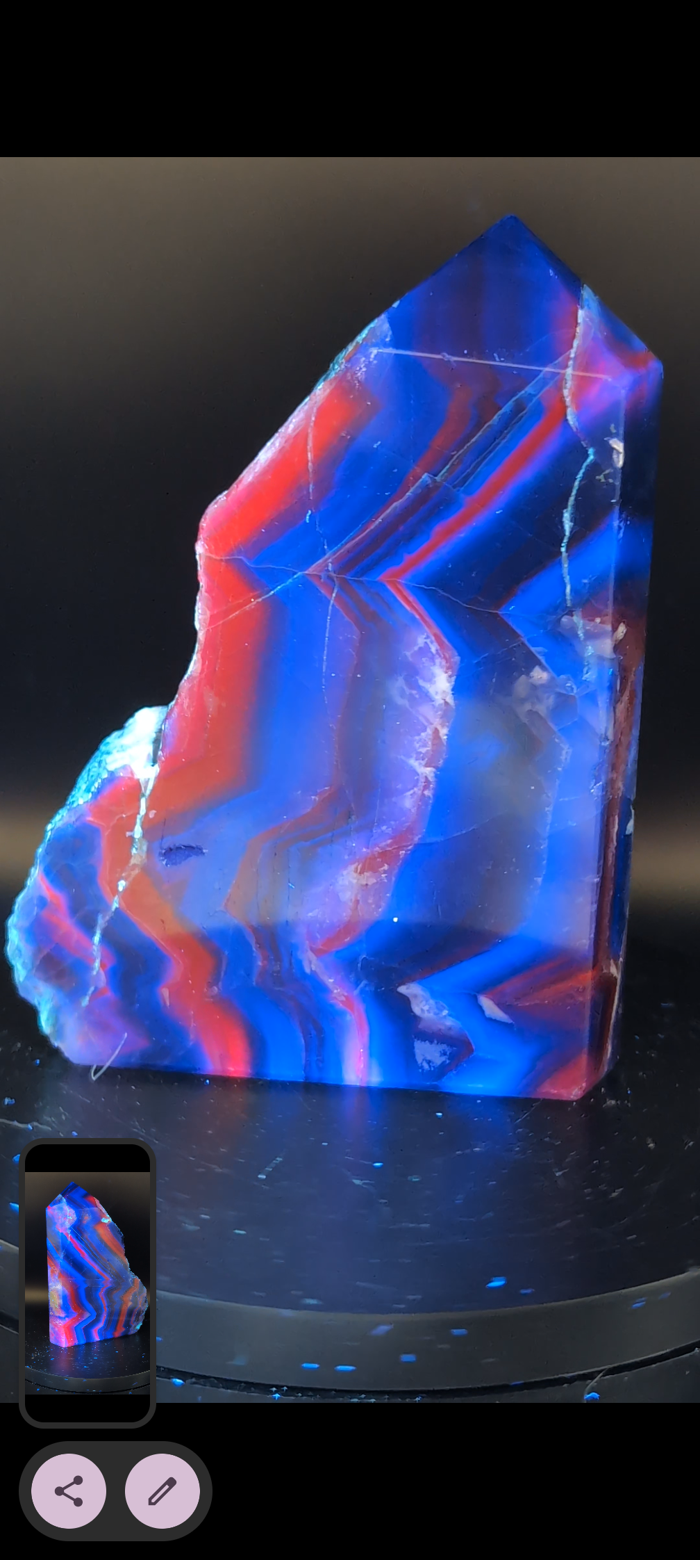 UV Reactive Fluorite Tower – Red & Blue Fluorescence – Polished Fluorite Point – 353g