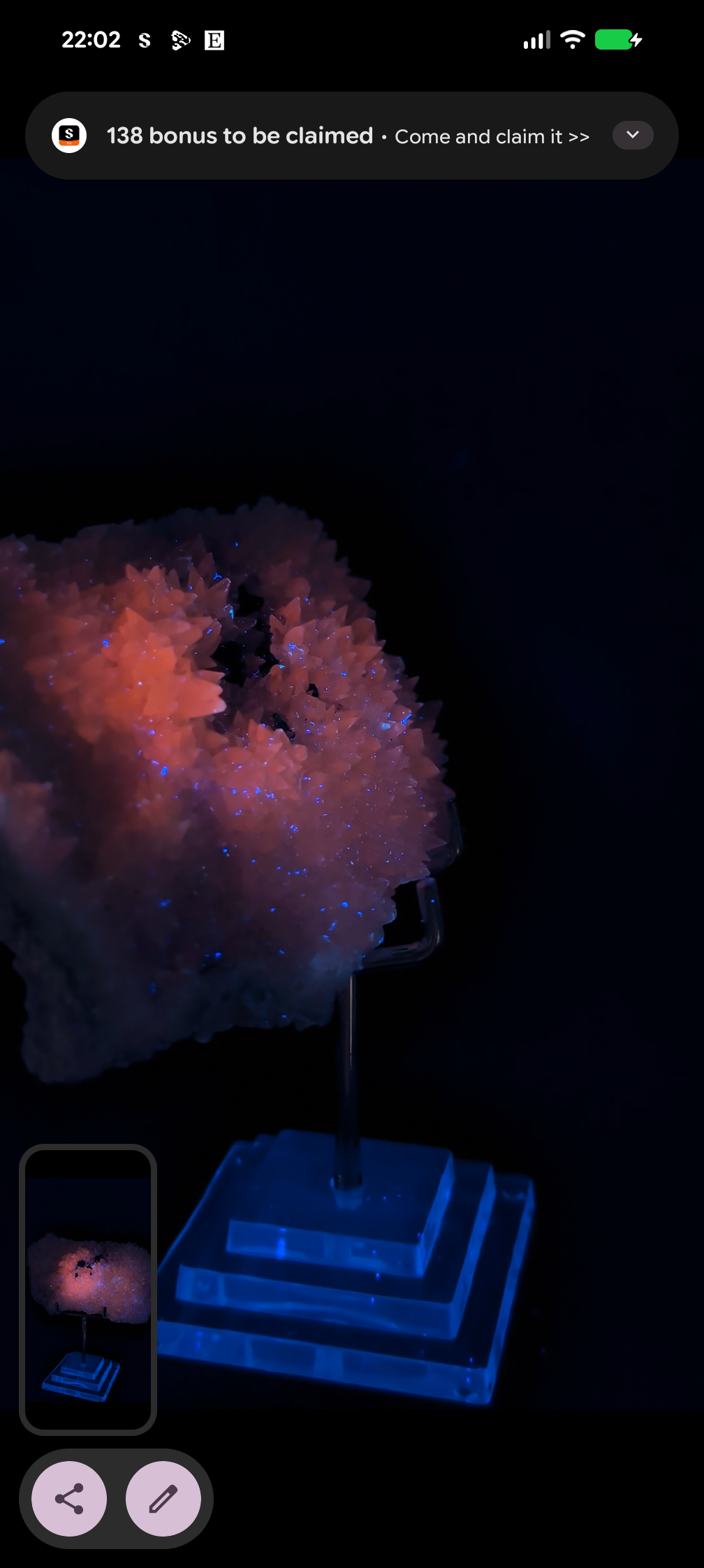 UV Reactive Calcite with Galena | Sparkling Crystal Plate with Orange Fluorescence