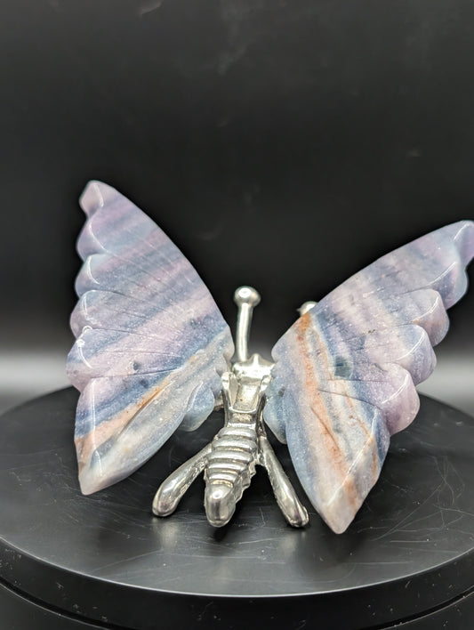 Blue Banded Calcite Butterfly (Blue Onyx) | Crystal Butterfly Ornament