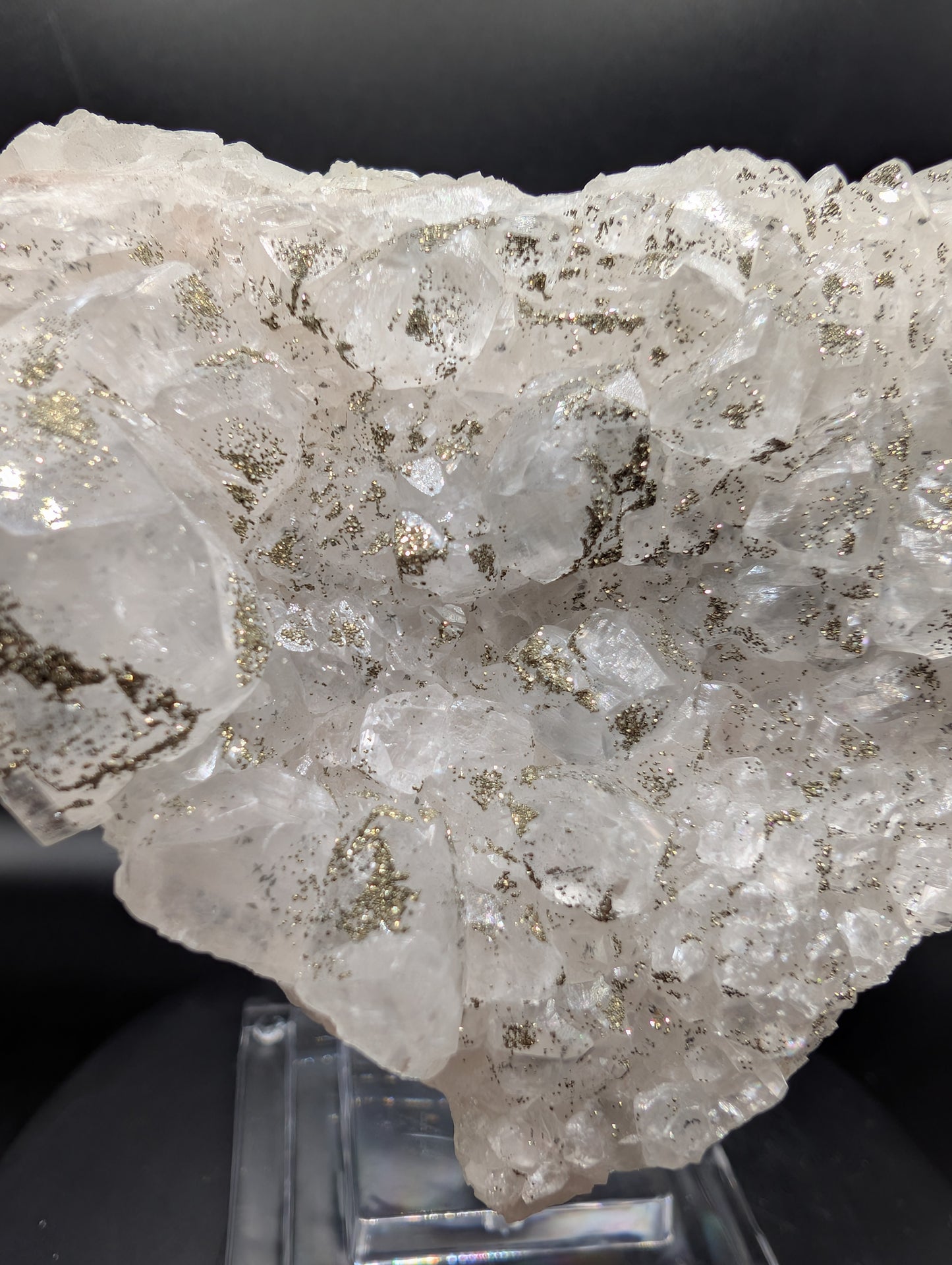 Pyrite on Calcite Cluster – UV Reactive Orange Glow – 400g Mineral Specimen