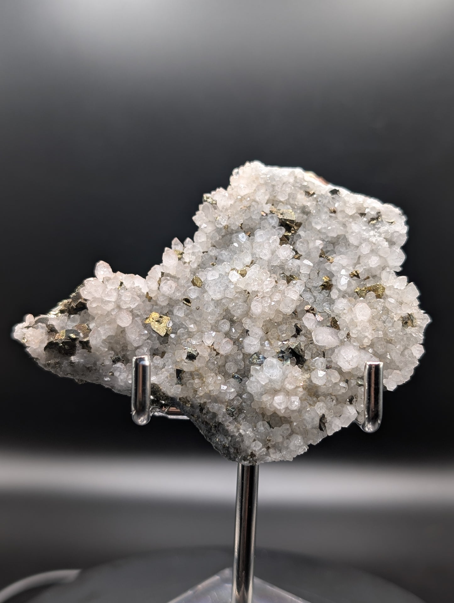 UV Reactive Pyrite on Quartz Druzy | Natural Mineral Specimen | 67g