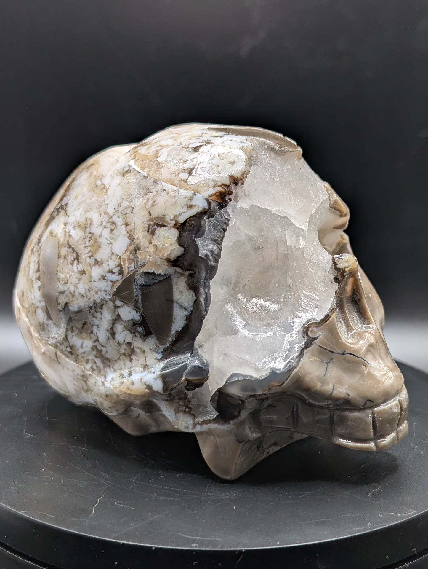 Volcano Agate Skull Carving | Red & Green UV Reactive Crystal Skull